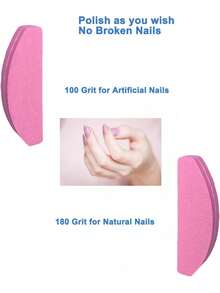 20 miếng mài móng tay, dũa móng hai mặt độ nhám 100/180, khối mài móng tay cầm tay có thể giặt được, hình cong (Màu hồng) - màu đen - Xem 10