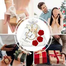 15pcs Elegant Rose Key Chain Party Favor Set, Including Delicate Key Chains, Gift Bags And Thank You Tags - Metal Key Chain Gifts Suitable For Weddings, Birthdays, Valentine's Day And Bridal Showers - Durable Zinc Alloy Key Chain Set - A - View 2