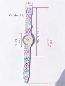 1 pieza Correa geométrica triangular blanca, esfera de trébol de cuatro hojas, reloj de niños a prueba de agua de gelatina, estilo INS, reloj de moda para estudiantes niñas, regalo para adolescentes - Blanco - Ver 3