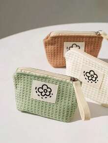 1 chiếc ví mini họa tiết hoạt hình dễ thương, ví đựng tiền xu kẻ caro đáng yêu dành cho bé gái, túi đựng mỹ phẩm tối giản di động để đựng son môi và các vật dụng nhỏ khác, trang trí ngoài trời mùa xuân, phụ kiện học sinh kiểu Hàn Quốc, có thể đựng chìa khóa/thẻ/mỹ phẩm, có dây đeo cổ tay khóa kéo, trang trí hoa xếp nếp ngọt ngào. - Nhiều màu - Xem 2
