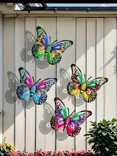 4pcs Metal Butterfly Wall Decor, Great Gift For Family And Friends, Metal Butterfly Hanging Decorations Suitable For Garden, Patio, Living Room, Balcony