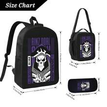 Camiseta De Ainz Ooal De Overlord Con Líneas Spacious Backpack With Padded Laptop Compartment. Lunch Cooler Keeps Meals Fresh. Pencil Pouch With Multiple Compartments. One-Click Back To School Season Solution - 黑色 - 查看 4