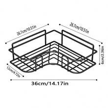 三角形铁艺浴室转角置物架，壁挂式厨房收纳架，免钻孔厨房整理架 - 彩色 - 查看 2