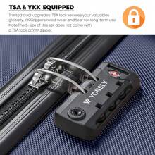 YONSLY 4‑Piece Suitcase Set 16/20/24/28 Inches With TSA Lock YKK Double Repair Zipper 4 Silent 360° Wheels Mesh Pocket Soft Rubber Handle For Trips - 深藍 - 查看 7