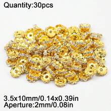 30颗4-10毫米镀铜花形压接珠，隔珠，适用于DIY手链项链首饰制作 - 水鑽花珠 - 查看 14