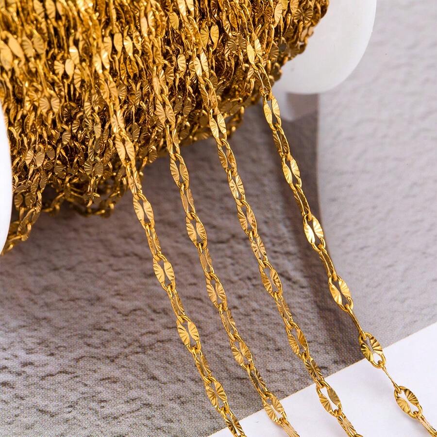 2m Cadena de acero inoxidable con labios, cadena con relieve de girasol, adecuada para hacer collares, pulseras y joyería DIY - cadena de acero inoxidable - Ver 1