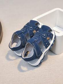 Boys' Hook And Loop Sandals, Soft Sole Non-Slip Beach Shoes, Easy On/Off, Summer New Arrival - Navy Blue - View 5