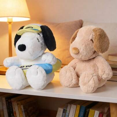 Miniso Anillo de natación Snoopy sentado estilo bronceado, tamaño 12, diseño de dibujos animados encantador, lindo adorno para el hogar, regalo de cumpleaños perfecto, material de poliéster duradero (1 pieza)