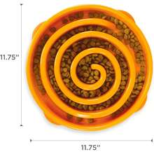 Tazón Slo Fun Feeder - Capacidad grande de 4 tazas, alimentación lenta, perros medianos a grandes, antideslizante, púrpura, patrón de flores YYZU - Naranja - Ver 7