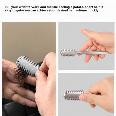 CKZXS 铝制双刃头发打薄剃刀梳，配有10片刀片，适用于细软和粗硬头发的修剪和造型。