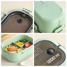1pc Adult Japanese-Style Bento Lunch Box, Unisex Leak-Proof Dual-Layer Lunch Box With Handle, Reusable, Microwave & Dishwasher - View 9