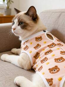 1pc Cat Post-Op Recovery Suit, Suitable For Abdominal Wounds Or Skin Conditions, Replaces Cone Collar, Breathable & Comfortable, Prevents Licking Of Wounds - Multicolor - View 10