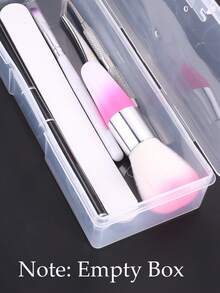 1pc Transparent Storage Box, Suitable For Nail Art, Cosmetics And Makeup Brushes, Odorless Organizer Box With Hinged Lid For Easy Access - Clear - View 5