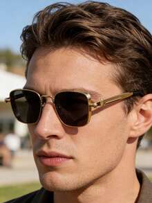 Gafas de moda con marco dorado retro y lentes verdes, con diseño de bisagras de resorte, adecuadas para hombres y mujeres, disponibles en varios colores, aptas para uso diario - Multicolor - Ver 10