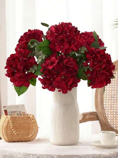 1支/6支人造绣球花束 婚礼装饰 家居花瓶摆件 餐厅 客厅 卧室 床头花艺摆设 新娘捧花 手腕花 胸花 生日派对布置 新年礼物