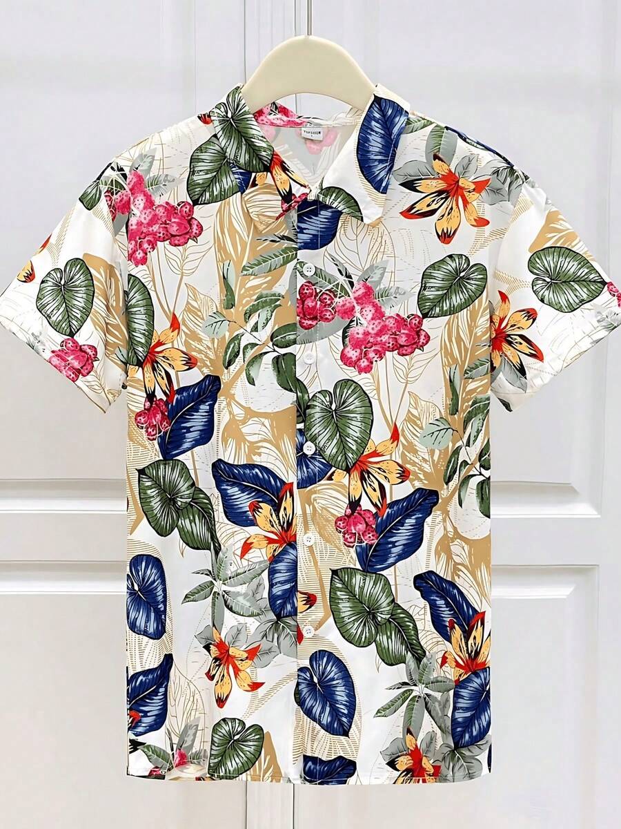 New Style Spring And Summer Men's Beach Hawaii Short Sleeve Flower ShirtApp - A508D-aL23574 - View 1