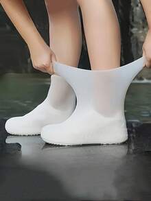 2 Buah Pelindung Sepatu Anti Air, Dapat Digunakan Kembali, dan Anti Selip, Unisex | Tahan Lama, Elastis, Mudah Dibersihkan, Pelindung Sepatu Anti Air Portabel untuk Luar Ruangan, Tahan Hujan, Salju, Anti Selip, dan Tahan Aus, Pelindung Sepatu Lateks Dewasa - kemasan isi 2 warna putih - View 10