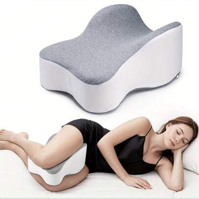 Kniekissen aus Memory-Schaum für Seitenschläfer – Verlängertes 35,56 cm Beinkissen zum Platzieren zwischen den Beinen, hält die Knieabstände für eine richtige Ausrichtung, waschbarer und atmungsaktiver Kühlbezug, Großes Grau – Perfekt für Komfort während der Schwangerschaft und