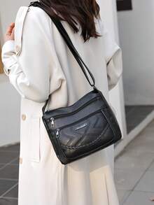 多层软皮包，时尚百搭，妈妈包，大容量，单肩斜挎包 - 彩色 - 查看 7