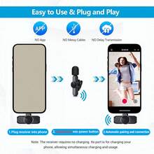HITOZON Wireless Clip-On Microphone For Smartphones, Plug And Play, Suitable For Video Recording, Teaching, Interviews, Podcasts, Vlogs And More - Black - View 4