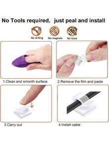 20 clip adesive per cavi da esterno, adatte per clip di luci natalizie, clip decorative, ganci autoadesivi, organizzatori di cavi e accessori per luci fatate - Bianco - Visualizzare 5