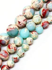 1pc Natural White Striped Stone Beads | DIY Bracelet Accessories, Healing Energy Crystal, Ideal Mother's Day & Easter Gift - Multicolor - View 1