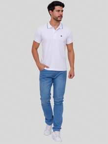 POLO T-Shirt Plain Men's Shirt Various Colors - 白色 - 查看 3