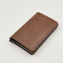 1个时尚商务男士钱包，碳纤维卡套，自动弹出式铝合金RFID卡套，PU皮革防盗卡套，防消磁卡包 - A - 查看 10