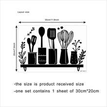 1pc Vegetable & Kitchen Tool Silhouette Kitchen Decal, Clean Lines, Full Of Homely Atmosphere. Made Of PVC Material, Moderate Adhesiveness And No Residue, Suitable For Kitchen Walls And Cabinet Doors To Create A Tidy Cooking Environment. - one-size - View 6