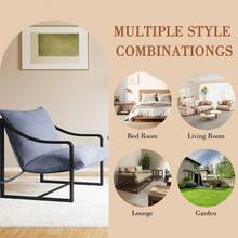 1pc/2pcs Modern Accent Chair, Metal Frame Reading Chair with Armrest and Soft Foam Cushion Decorative Chair, 280 Lbs Upholstered Sling Chairs for Living Room, Bedroom and Lounge - 2 piezas - Ver 4