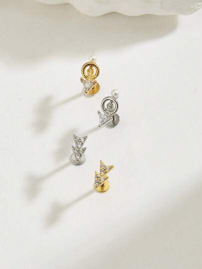 1pc Fashionable Delicate Pearl Arrow Stud Earrings, Suitable For Women's Daily Wear