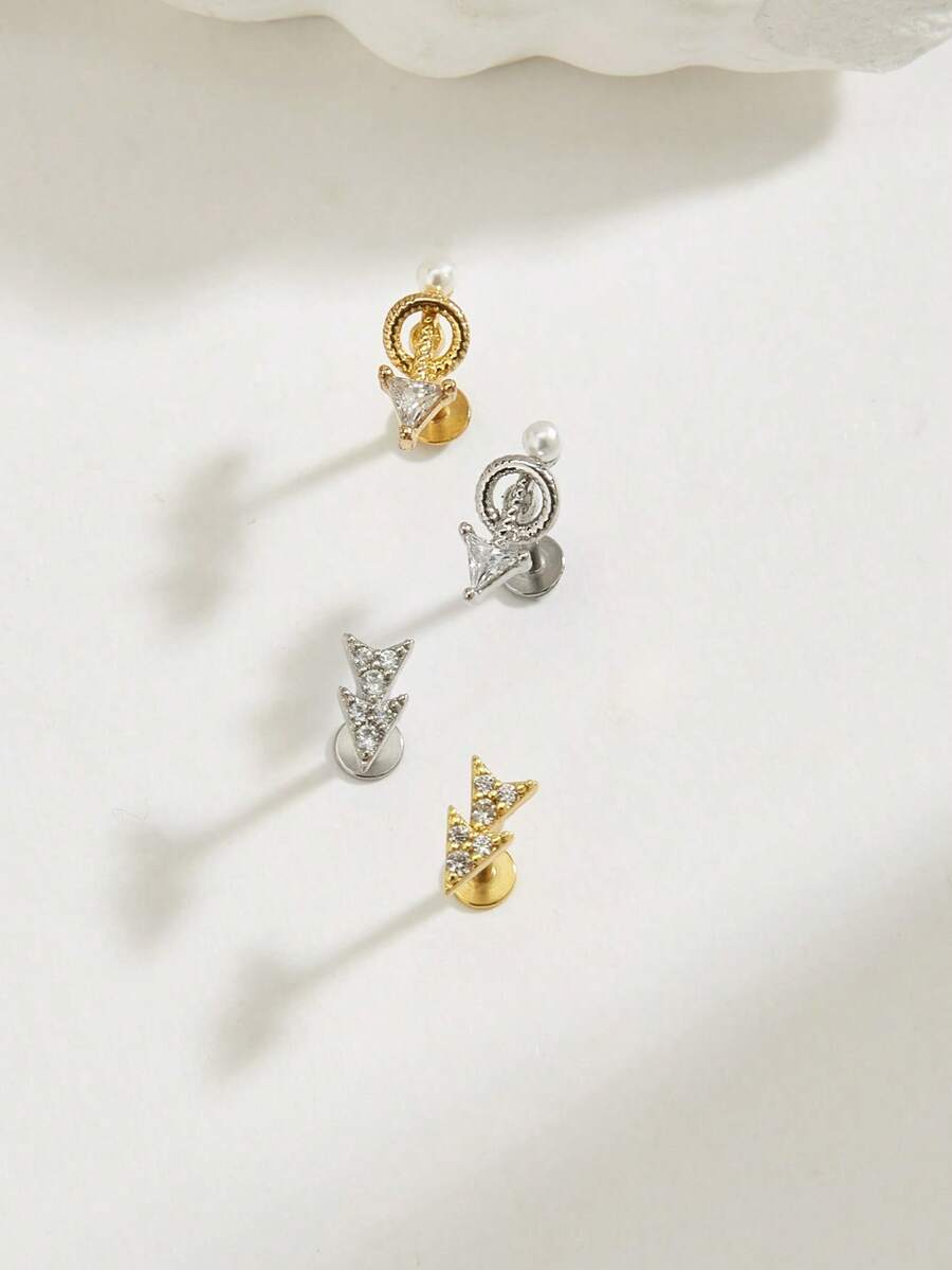 1pc Fashionable Delicate Pearl Arrow Stud Earrings, Suitable For Women's Daily Wear - Arrow - View 1