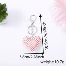 Móc khóa hình trái tim, thiết kế kẻ caro cổ điển, phụ kiện dành cho Ngày của Mẹ. - Nhiều màu - Xem 7