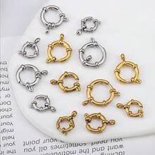 4 Peças Fecho de Mola Redondo de Aço Inoxidável Ajustável, Ganchos de Pressão Náuticos Multifuncionais Ajustáveis, Acessórios Conectores de Joias para Fazer Colar, Pulseira, Tornozelo DIY - fivela de aço inoxidável - Visão 8