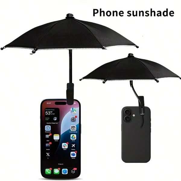 1pc Flexible Phone Sun Shade - A Mini Sun Shade That Can Be Bent, To Block Sunlight And Rain For Your Phone During Outdoor Activities, Prevent Glare And Reflection When Taking Photos, Easy To Use Without Electricity. Outdoor Phone Sun Shade | Phone Stand Sun Shade Clip Umbrella Outdoor Phone Holder Umbrella Rain Sun Shade Anti-Glare Small Umbrella - Adjustable Height, With Clip For Easy Installation Mini Umbrella