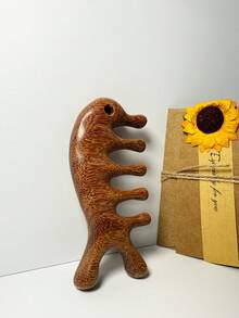 1 chiếc lược răng thưa bằng gỗ đàn hương tự nhiên thủ công, lược massage bằng gỗ đàn hương, bàn chải massage cao cấp, giúp tăng độ bóng và mượt cho tóc, phù hợp cho cả nam và nữ, dụng cụ chăm sóc tóc. - màu nâu - Xem 5