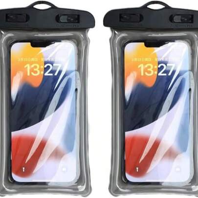 2个装 IPX8 防水手机袋，带挂绳的干袋，适用于 17、16、15、14、13 Pro Max，非常适合海滩、邮轮、旅行、浮潜等活动，高透明度触摸屏，可拍照，挂绳密封手机壳，潜水、游泳、漂流、海滩、邮轮、水下活动必备，黑色
