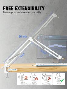 FIFINE CS1 White Microphone Suspension Boom Arm Stand, Swivel Mount With 3/8" To 5/8" Adapter, Suitable For FIFINE AM8, K688, A8, A6V, For Voiceover, Gaming, Recording, Studio, Home Office - White - View 5