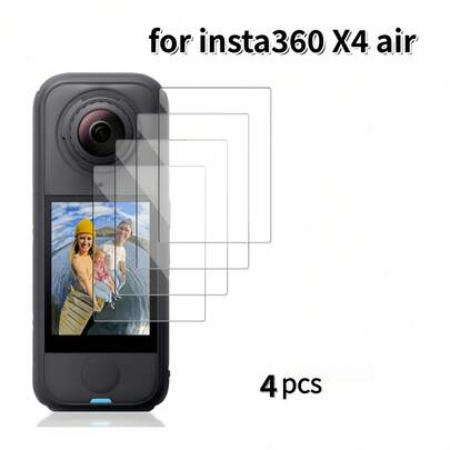 Bộ 4 miếng dán màn hình Insta 360 X4 Air, kính cường lực độ cứng 9H, chống trầy xước, không bọt khí, độ phân giải cao, bền bỉ, phụ kiện máy ảnh cao cấp, phù hợp cho các vlogger và người đam mê công nghệ.