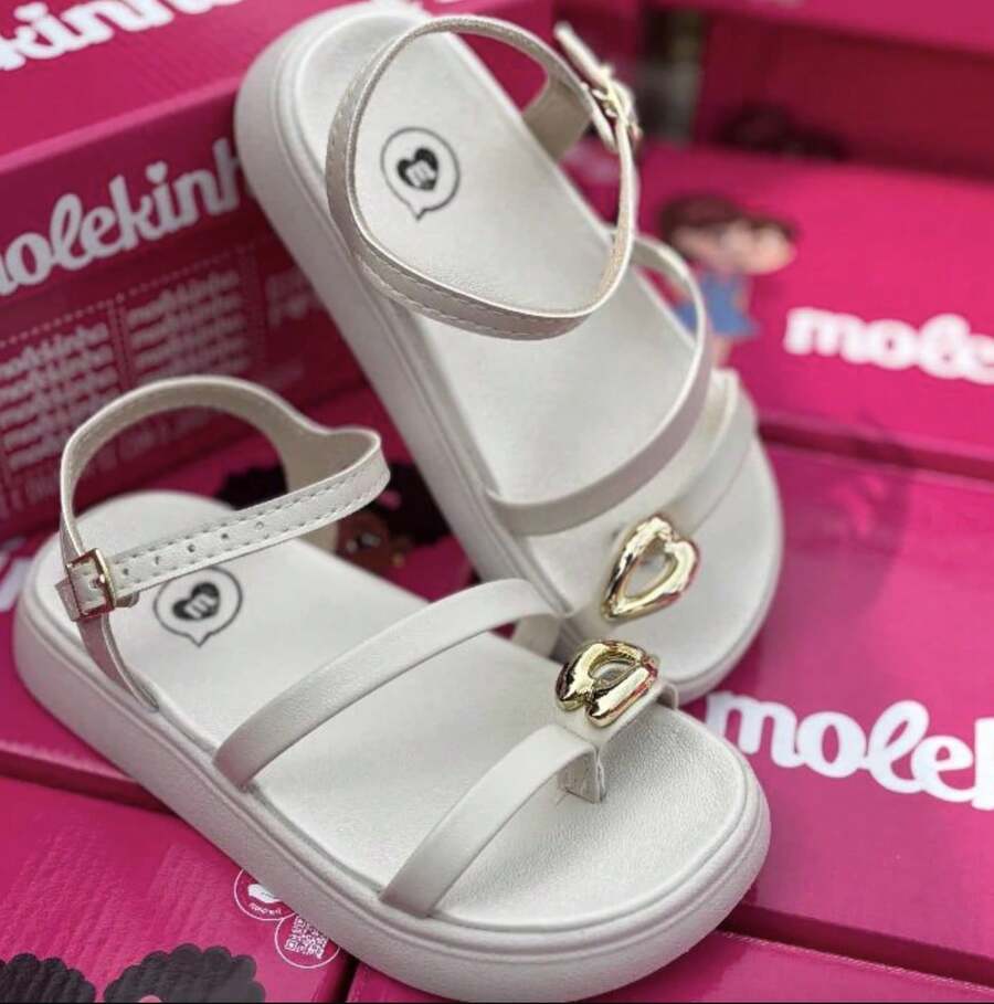 Molekinha Girls' Lightweight Comfortable Papete Sandals 26 To 36 Adjustable Buckle - 白色 - 查看 1