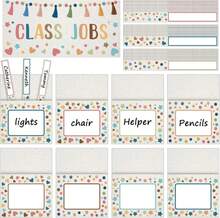 Zonon Class Jobs Bulletin Board Colorful Class Jobs Pocket Chart Set Teacher'S Helper Chalkboard Decor Classroom Bulletin Board Decoration For Back To School (Welcome Style) - ColorA - View 1
