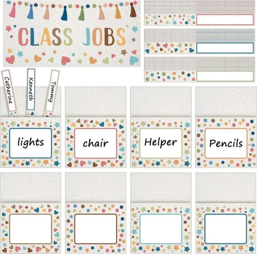 Zonon Class Jobs Bulletin Board Colorful Class Jobs Pocket Chart Set Teacher'S Helper Chalkboard Decor Classroom Bulletin Board Decoration For Back To School (Welcome Style) - ColorA - View 1