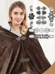 Kẹp áo len cổ điển, kẹp thắt lưng, kẹp áo sơ mi, kẹp khăn choàng len họa tiết hoa bạc - kẹp thắt lưng, kẹp thắt lưng áo cardigan, kẹp cổ áo và kẹp cài áo, phụ kiện quần áo quà tặng - Bạc cổ - cổ điển - Xem 7