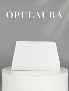 OpulAura 白色褶皱迷你手拿包，适合秋冬季节。闪亮水钻点缀，优雅时尚的信封式设计，专为女性打造，适合派对、婚礼、晚宴、毕业典礼等场合，是馈赠女性的理想礼物。 - 白色 - 查看 5