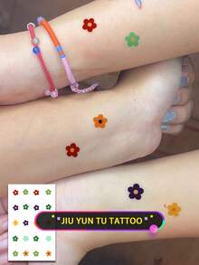 2 piezas Pegatinas de Tatuaje Temporal Estilo Y2K para Mujeres, Flores Pequeñas & Mariposas Coloridas Impermeables y Resistentes al Sudor, Pegatinas de Decoración Corporal de Moda para Niñas, Pegatinas de Arte Corporal Minimalista y Lindo para Festival, Fiesta y Uso Diario, Pegatinas de Tatuaje para Mejores Amigos & Parejas - Negro - Ver 2