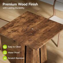 Tribesigns Wooden Square Dining Table 4 Sets, 31.5" Farmhouse Kitchen Table With Heavy-Duty Pedestal Base, Dinner Furniture For Dining Room, Living Room, Kitchen (1, Rustic Brown) - Nâu mộc mạc - Xem 4