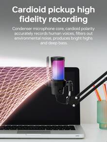 USB Plug Capacitive Microphone With Switchable RGB Lighting Modes, Suitable For Gaming, Esports Recording And Live Streaming - View 10