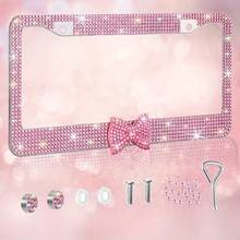 Easypie Selection 单只装或双只装闪亮车牌架，设计优雅，镶嵌水钻，采用优质不锈钢材质，配有蝴蝶结，女士适用。 - A - 查看 9