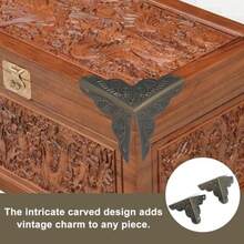 48 Pcs Furniture Corner Protectors 1x1x1 Inch Bronze Metal Edge Guards For Cabinet Table Box Furniture With Decorative Antique Carved Design And Mounting Screws - Bronze - View 4