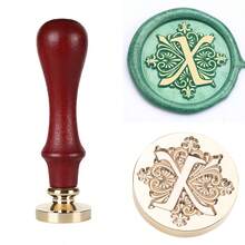 1 con dấu sáp Iris Series, có các chữ cái từ A đến Z, con dấu đơn kèm cán gỗ hồng mộc, kiểu dáng cổ điển, dùng cho quà tặng thủ công, niêm phong phong bì, thiệp chúc mừng ngày lễ, thiệp mời đính hôn/cưới, gói quà, không bao gồm sáp. - Bộ thư Iris - Xem 13